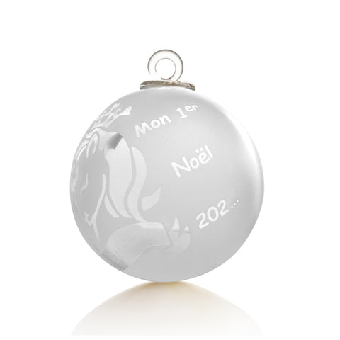 Licorne BOULE DE NOËL à personnaliser - transprente, décor sablé