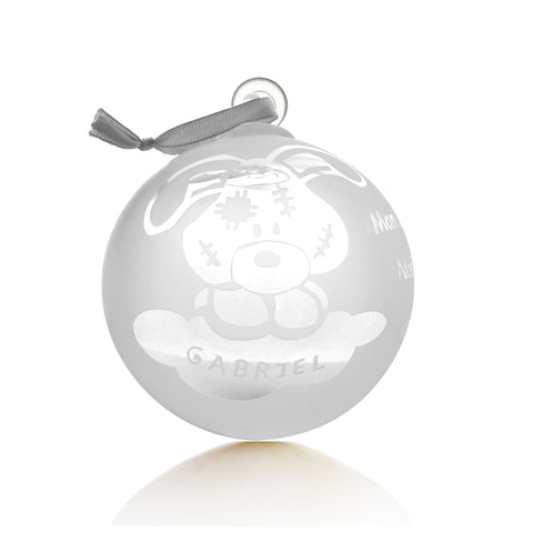 Lapin à personnaliser BOULE DE NOËL - transparent, sablé