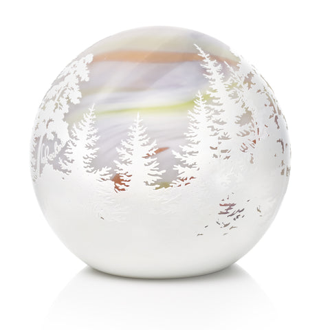 Lampe à poser GLOBE Magnolia paysage - Blanc veiné orange, vert et gris