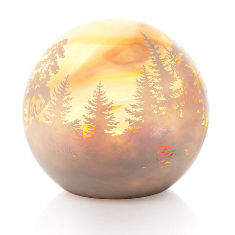 Lampe à poser GLOBE Magnolia paysage - Blanc veiné orange, vert et gris