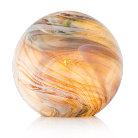 Lampe à poser GLOBE Magnolia - Blanc veiné orange, vert et gris