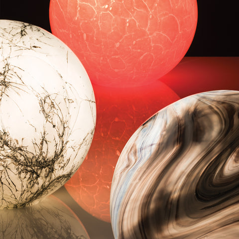 Lampe à poser ALBATRE Globe albatre - blanc, filaments métaliques