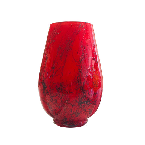 Lampe Styx à poser ALBATRE Rouge - Rouge vermillon et filets métalliques