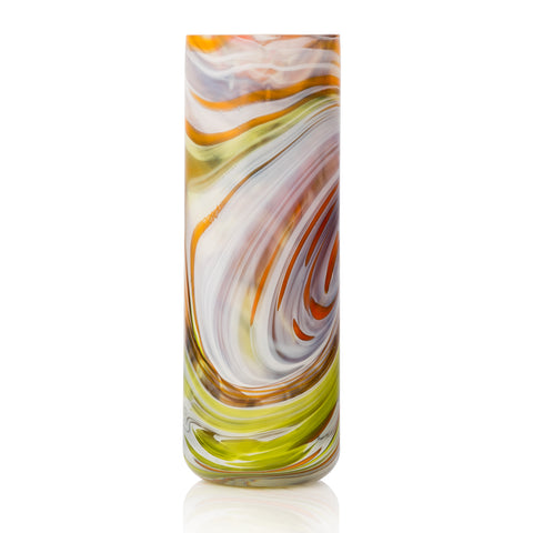 Vase haut Velvet MAGNOLIA - veiné blanc, ert noir et orange