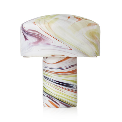 Lampe Magnolia ARIA - Blanc, veiné pourpre, vert et orangé