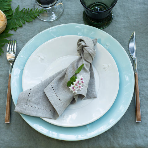 Lot de 4 assiettes à pâtes écru ABEILLE céramique - ECRU