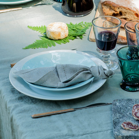 Lot de 4 assiettes à dessert bleu ABEILLE céramique - Bleu turquoise clair