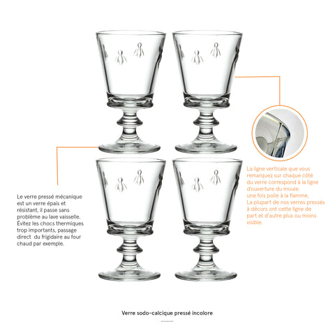 Coffret de 4 verres à vin ABEILLE - Transparent