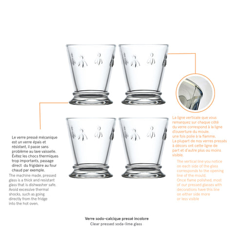 Coffret de 4 gobelets ABEILLE - Transparent