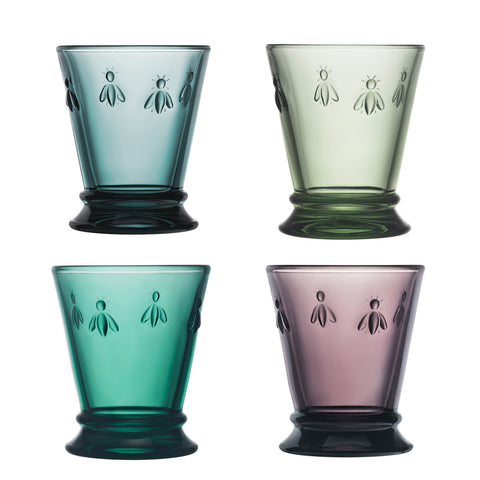 Coffret de 4 gobelets ABEILLE 4 couleurs assorties - Emeraude, Vert Olive, Bleu nuit, Aubergine