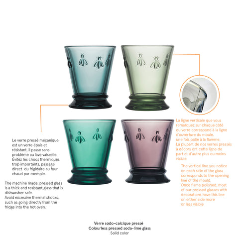 Coffret de 4 gobelets ABEILLE 4 couleurs assorties - Emeraude, Vert Olive, Bleu nuit, Aubergine