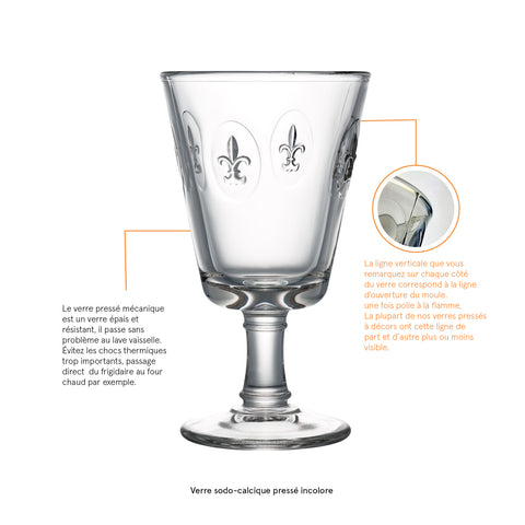 Lot de 6 Verres à vin FLEUR DE LYS - transparent