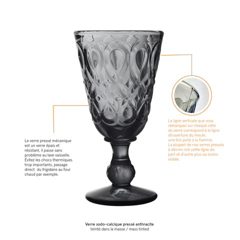 Lot de 6 verres à vin LYONNAIS ANTHRACITE - Anthracite