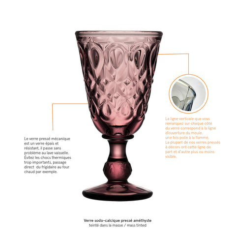Lot de 6 verres à vin LYONNAIS AMETHYSTE - Amethyste