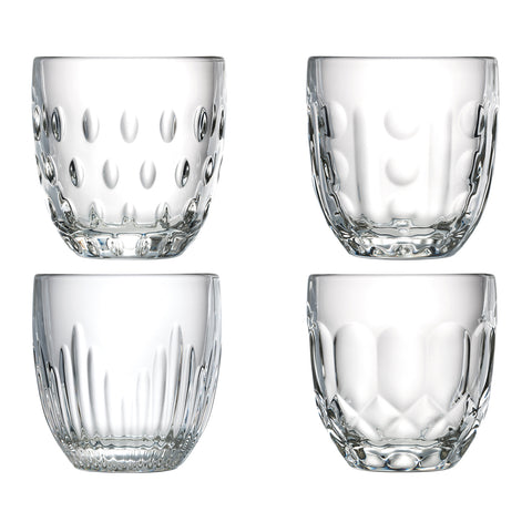 Coffret de 4 gobelets TROQUET 4 motifs différents - transparent