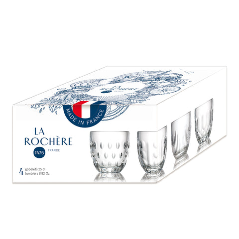 Coffret de 4 gobelets TROQUET 4 motifs différents - transparent