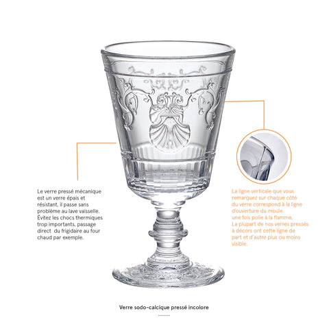 Lot de 6 verres à eau à pied VERSAILLES - Transparent