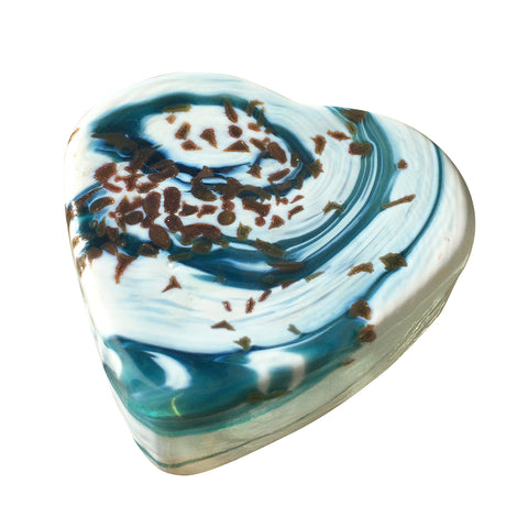 Presse-papiers COEUR - BLANC VEINE TURQUOISE AVENTURINE
