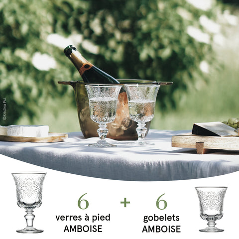 Ensemble 6 verres à pied et 6 gobelets AMBOISE BOX AMBOISE - Transparent