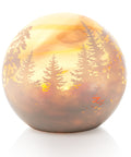Lampe à poser GLOBE Magnolia paysage - Blanc veiné orange, vert et gris