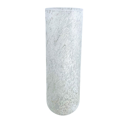 Vase VELVET haut  CRATERE Blanc argenté - blanc et irisé argent