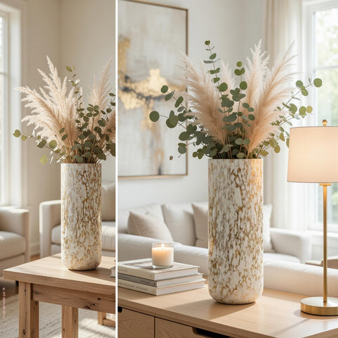 Vase haut Velvet CRATÈRE blanc/argent