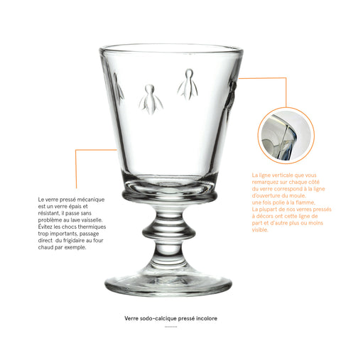 Lot de 6 verres à vin ABEILLE  - Transparent
