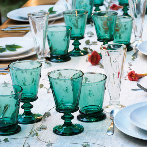 Lot de 6 verres à vin ABEILLE EMERAUDE  - Emeraude