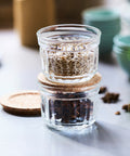 Coffret de 2 verrines conservation sèche DELICE avec couvercle en liège - transparent et liège
