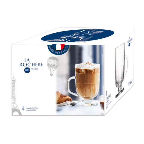 Lot de 4 mugs FLORE  - Transparent