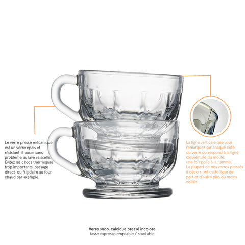 Lot de 6 tasses expresso FLORE  - Transparent