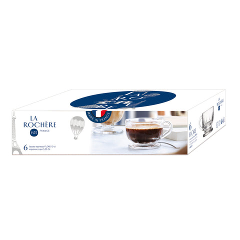Lot de 6 tasses expresso FLORE  - Transparent