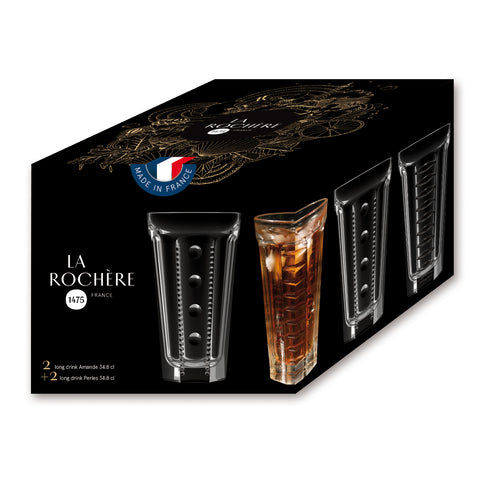Coffret de 4 long drink SAGA Décors différents - Transparent