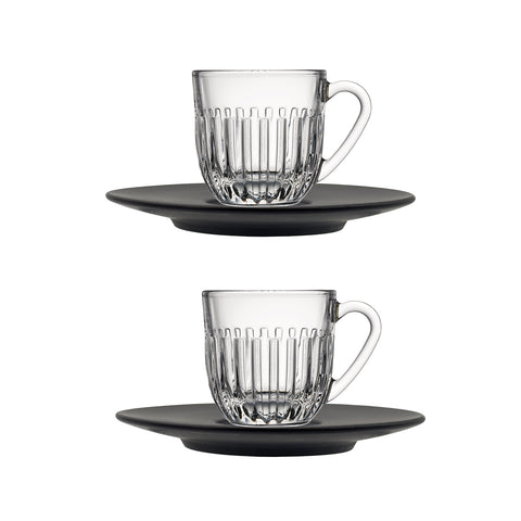 Coffret 2 tasses expresso OUESSANT avec 2 sous tasses anthracite