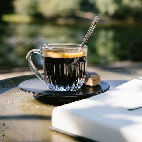 Coffret 2 tasses expresso OUESSANT avec 2 sous tasses anthracite