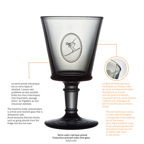 Lot de 6 verres à pied Skieur anthracite  SYMBOLIC