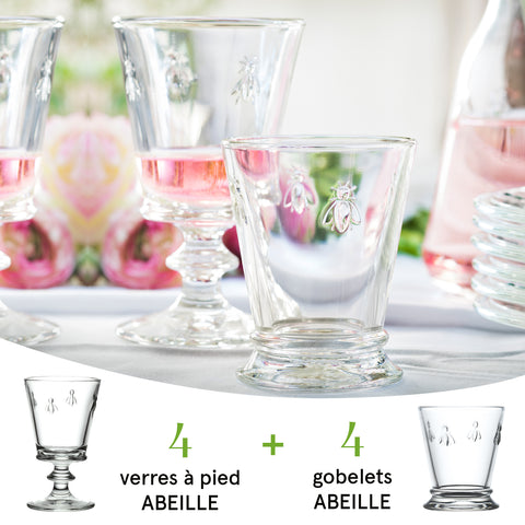 Set mit 4 Stielgläsern und 4 Bechern BOX ABEILLE