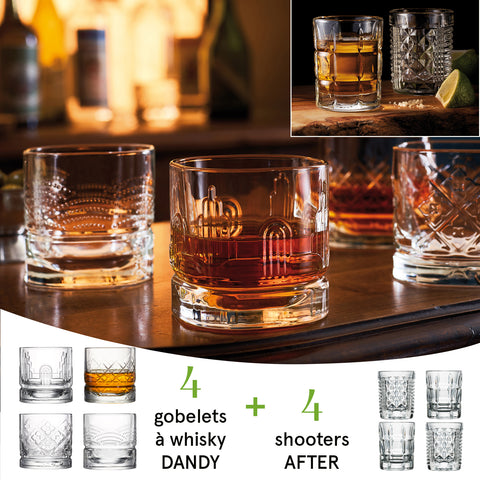 Set of 4 Whisly Blossom glasses and 4 Shooter After BOX APERITIF