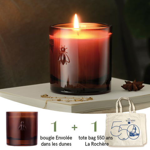 Set bougie envollée dans les dunes + tote bag ABEILLE