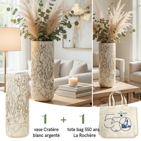 Set vase cratere cratère blanc + tote bag CRATERE