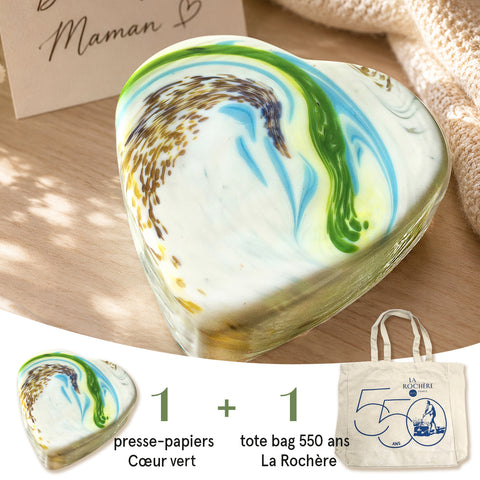 Set presse papier coeur + tote bag COEUR