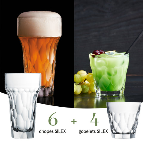 Ensemble 4 chopes + 6 gobelets SILEX